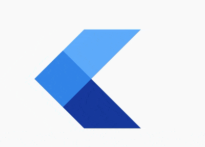 Detail view of animated Flutter logo part